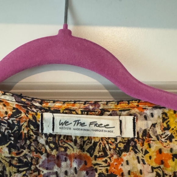 NEW We the Free People Cool Meadow Peasant Blouse Size Medium Yellow NWOT - Picture 5 of 6